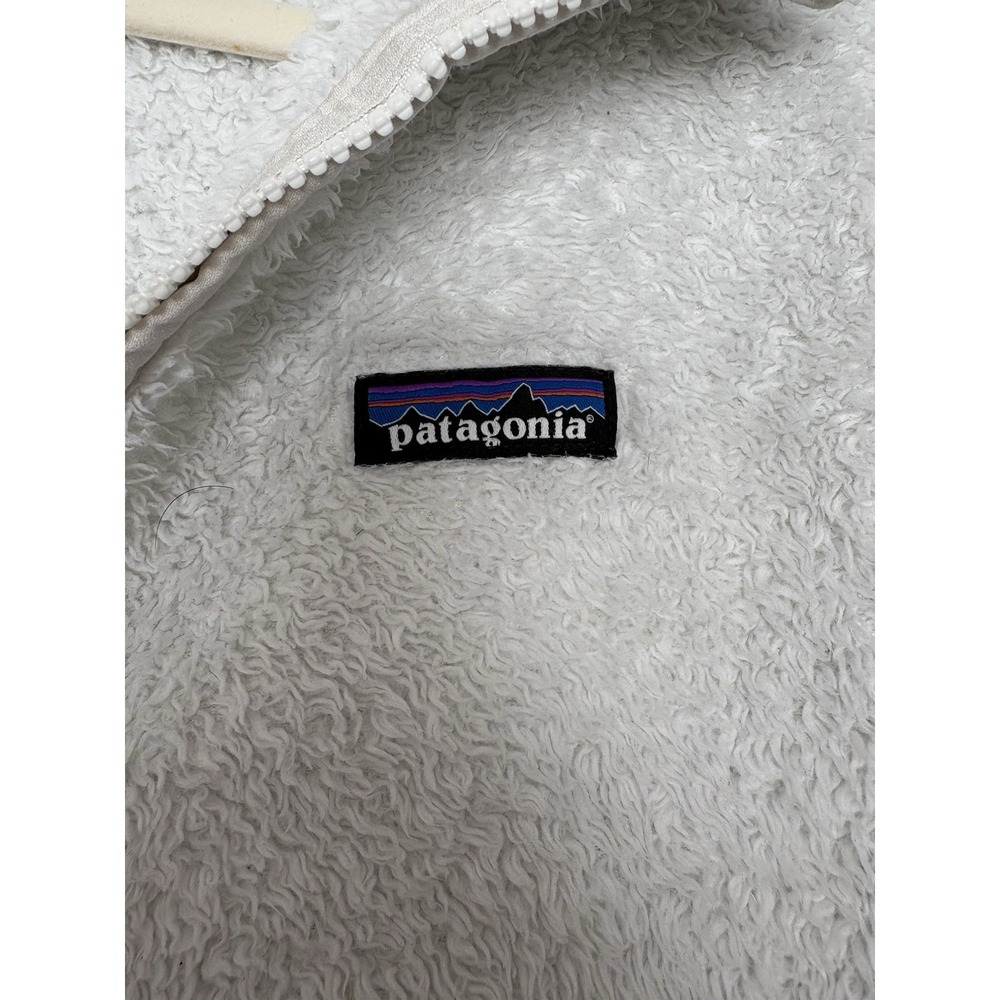 Patagonia Women's White Fleece Zip Jacket Mid-Length Long Sleeve Outdoor Size L - Picture 5 of 6